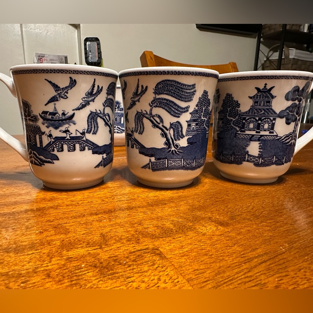 Blue and White Ceramic Mugs Set